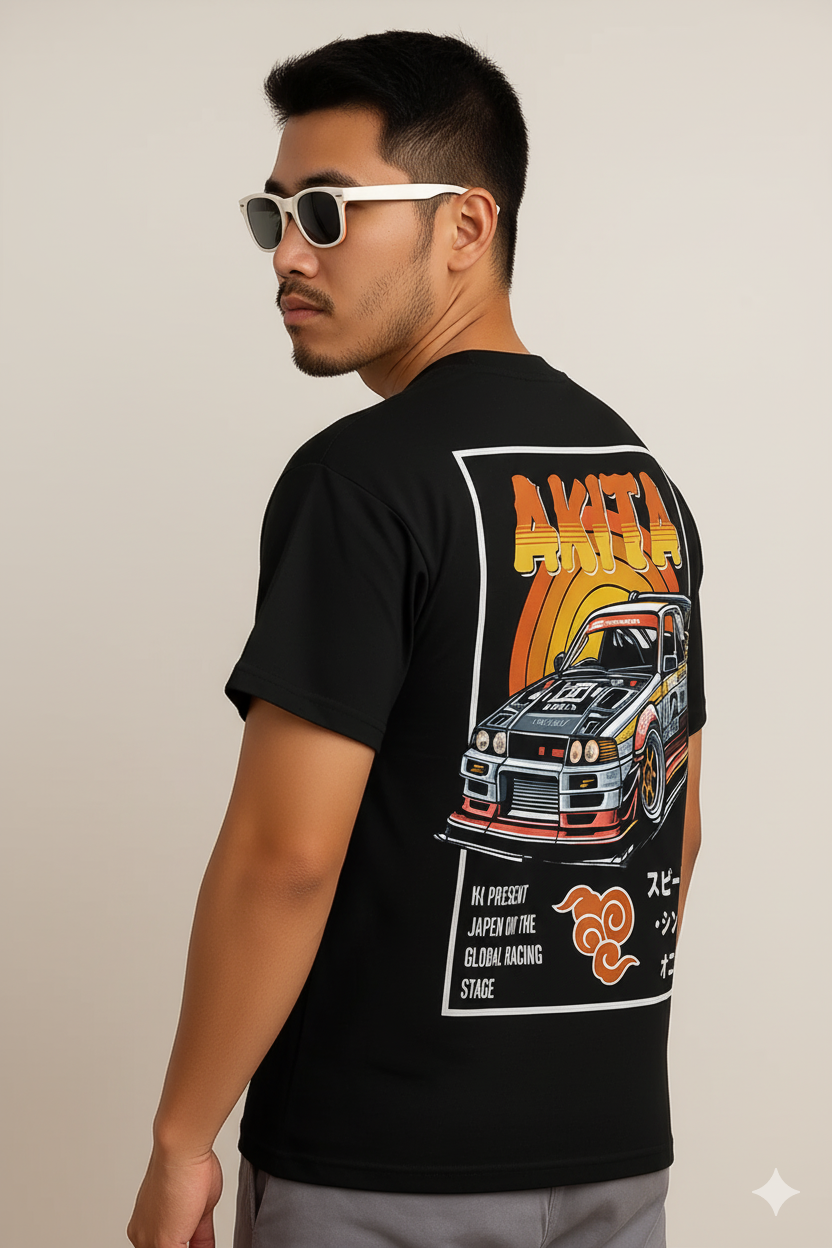 "Akita Drifter Sunset" T-Shirt - Classic JDM Style & Urban Speed